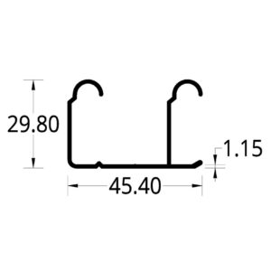 RIEL DE CLOSET DOBLE VIA (45.4 X 29.80) mm.