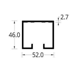 RIEL DE PUERTA COLGANTE (52 X 46) mm.