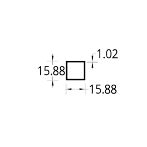 TUBULAR (5/8 X 5/8)" (15.88 X 15.88) mm. ESPESOR 1.02 mm.