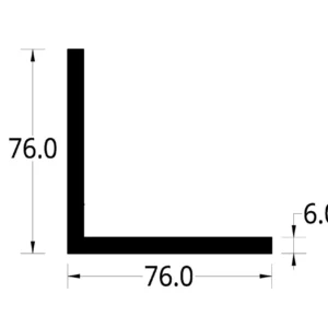 ANGULO ALUMINIO (3 X 3 X 1/4)"  (76 X 76) mm. ESPESOR  6 mm.