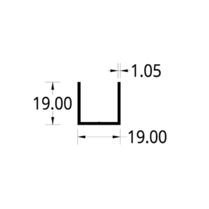 PISAVIDRIO EN "U" (19 X 19) mm. ESPESOR 1.05 mm