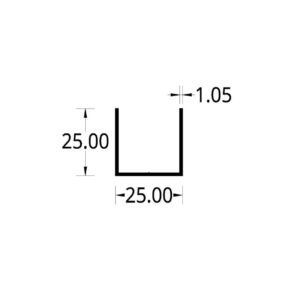 PISAVIDRIO EN "U" (25 X 25) mm. ESPESOR 1.05 mm